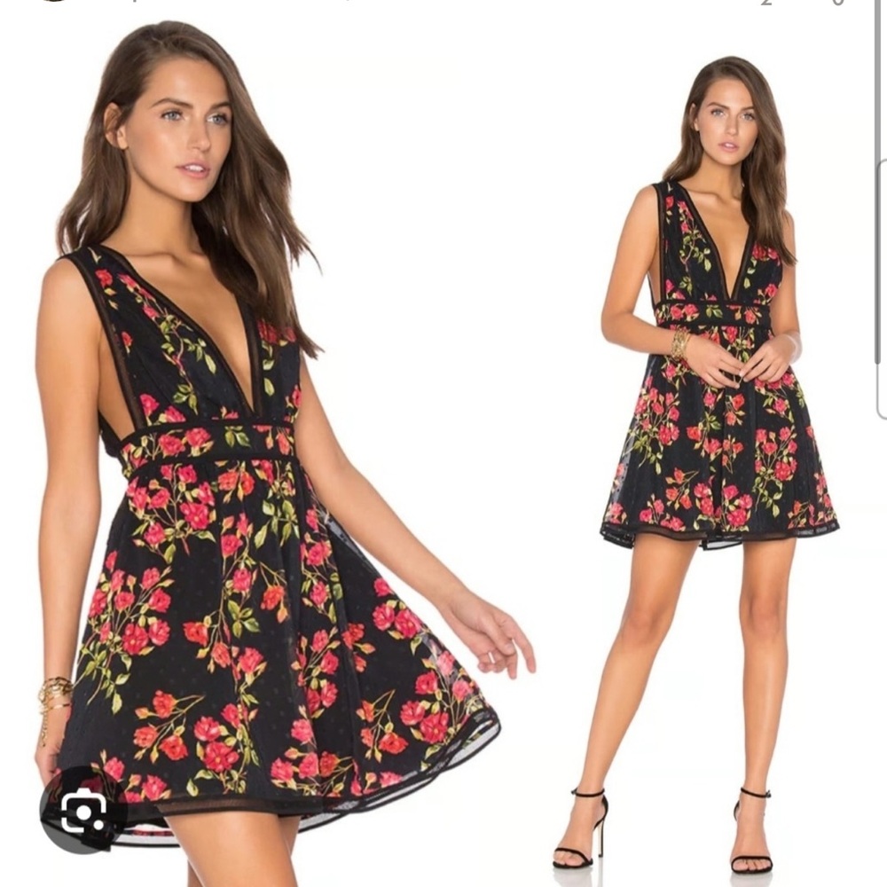 NWT! NBD Red & Black Floral Sleeveless Dress